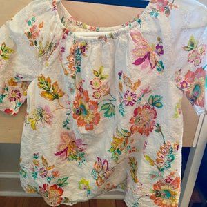 Gorgeous Floral Girls' Blouse with White Embroidery